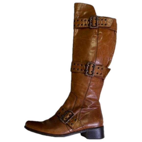 Goffredo Fantini Shoes - Goffredo Fantini distressed leather knee high brown boots size 37